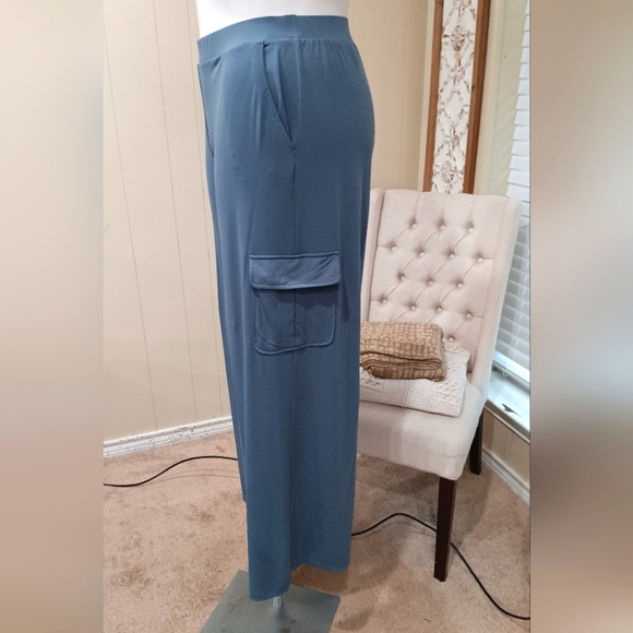 LISA RINNA COLLECTION WOMEN'S PULL ON WIDE LEG CARGO RELAX FIT PANTS SZ M - Picture 1 of 8